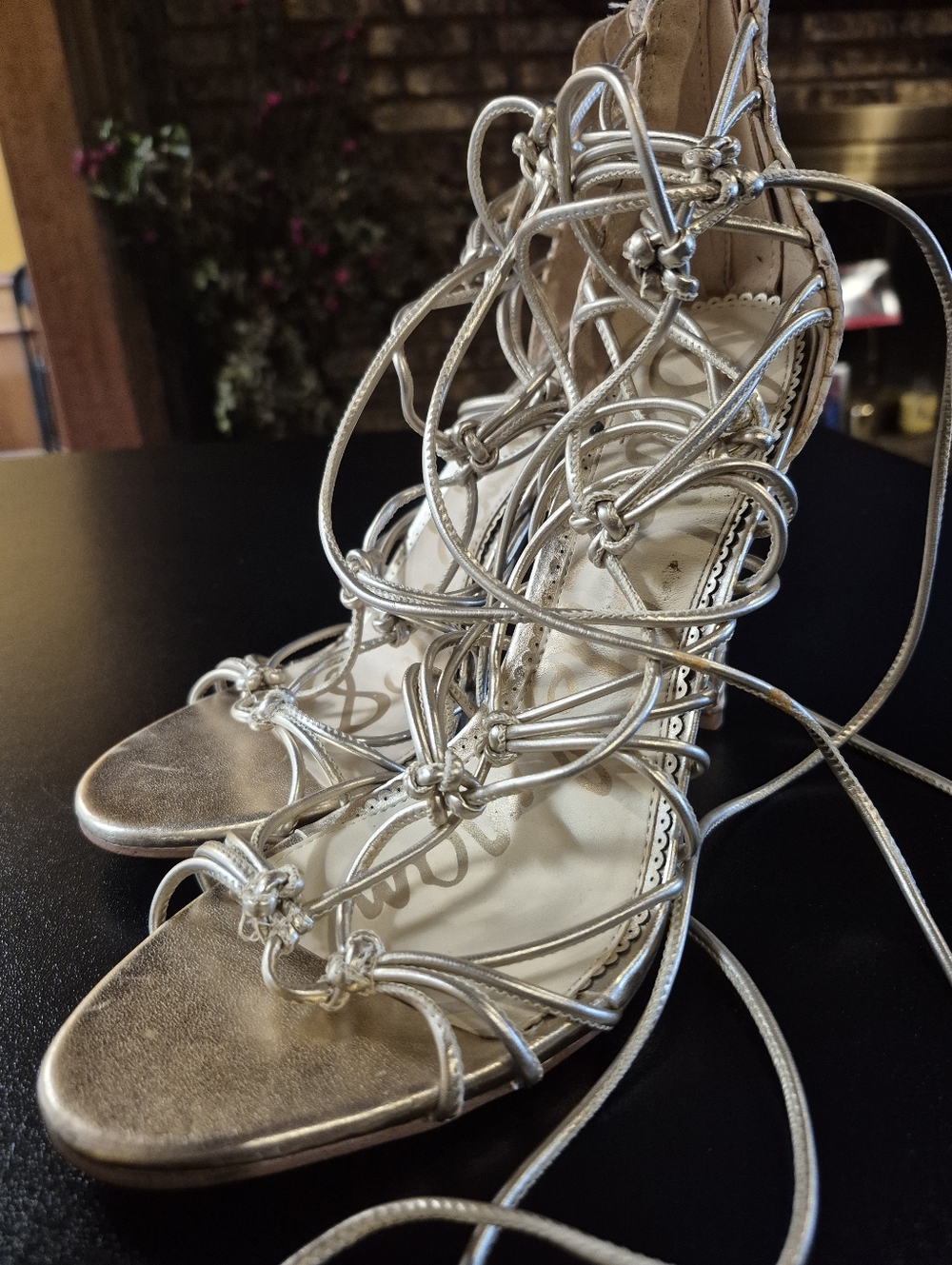 Sam Edelman Women's Silver Lace-Up Strappy Sandals